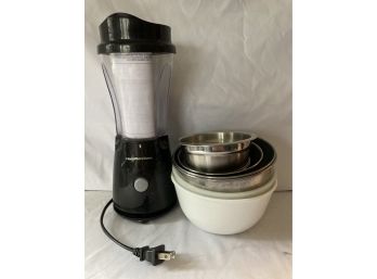 Lot Of Bowls With A Single Server Blender