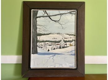 Winter Scene Painting Of East Burke, Vermont
