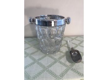 Gorgeous Crystal And Silver Plated  Ice Bucket With Scoop