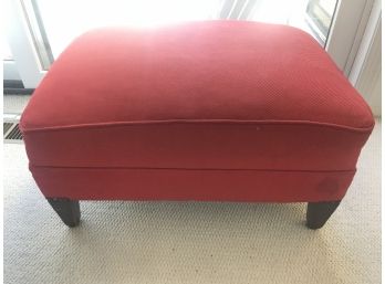 VintageRed Ottoman With Wood Legs   :Measures: 20' Wide 29' Long 13' High