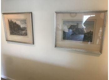 Pair Of Old Lithographs Of Italy
