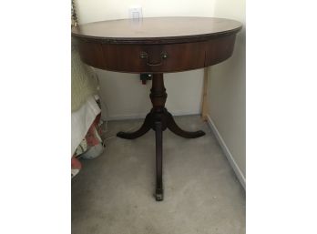 Inlaid Mahogany Drum Table 3 Legged And One(1) Drawer