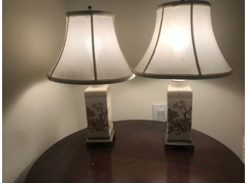 Pair Of Antique Chinese Porcelain Lamps