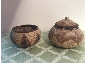 Two Handwoven Sweetgrass Baskets