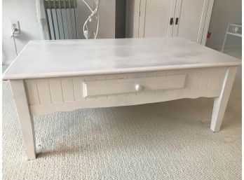 White  Coffee Table With One(1) Single Drawer
