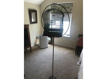 Antique Metal Bird Cage With A Solid Brass Stand  (heavy)