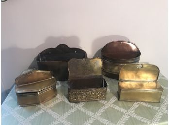 Collection Of Five Vintage Brass  And Copper Letter  Holders