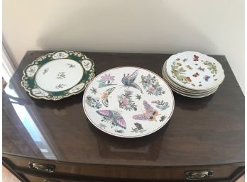 Three Decortive  Plates With Butterfly Motif