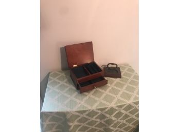 Wood Jewelry Box And Antique Hatch Cover Handle Mounted On Wood