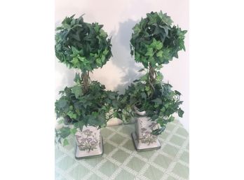 Ceramic Planters With Ivy Topiaries