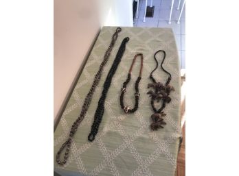 Four (4) Assorted Wood Bead Necklaces
