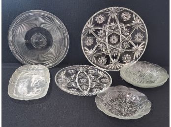 Vintage Glass Serving Platters & Bowls