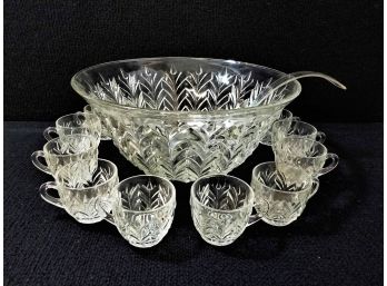 Vintage Punchbowl Set With Twelve Cups  And Serving Ladle