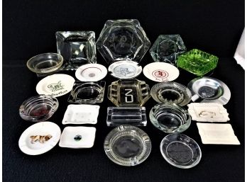 Collection Of Twenty Four Vintage Ceramic And  Glass Ashtrays