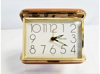 Vintage Bulova Wind Up Travel Alarm Clock With Instruction Booklet