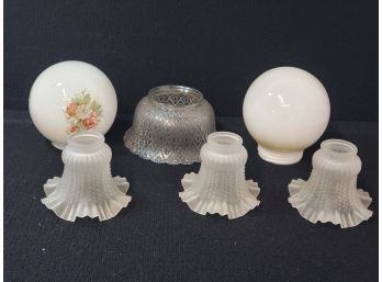 Vintage Clear & Milk Glass Light Fixture Globes & Shades