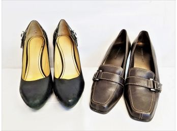 Two Pairs Of Women's Leather Shoes Bandolino & Nine West Both Are Size 10