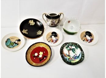 Assortment Of Eight Oriental Bowls  Made In Japan-Porcelain, Enamelware And More