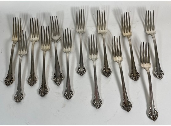 13 Pieces Victorian Sterling Silver Forks 671 Grams
