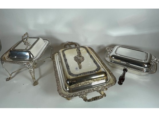Clean Vintage Covered Silverplate Chafing Dishes For Entertaining Or Catering!