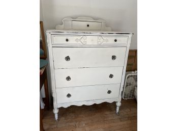 Very Stylish White Painted Victorian Chest With Glove Box Topper