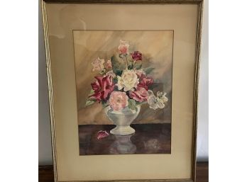 Watercolor Painting Of Flowers Signed J. Irvin