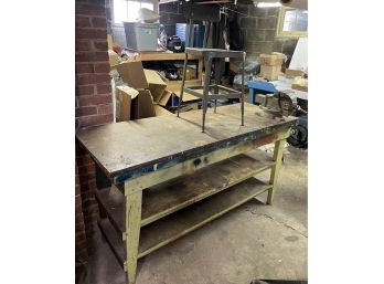 Awesome Vintage Workbench With Vice And Vintage Bench Stool