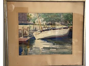 Well Executed Watercolor Of A Boat Signed A Robinson