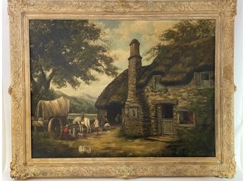 Oustanding Frederick Duncan Oil Painting Of A Country Inn And Landscape