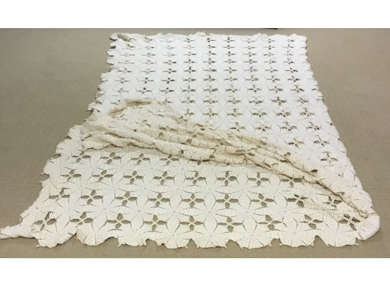 Beautiful Antique Hand Crocheted Coverlet