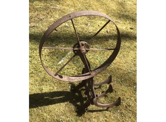 Antique Plow Wheel, Lawn Ornamentation