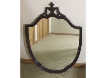 1940s Antique Shield Mahogany Mirror.