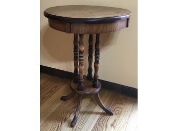 Antique Small Walnut Drum Table, Spindle Legs