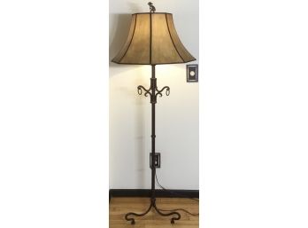 Wrought Iron Floor Lamp With Suede Look Shade