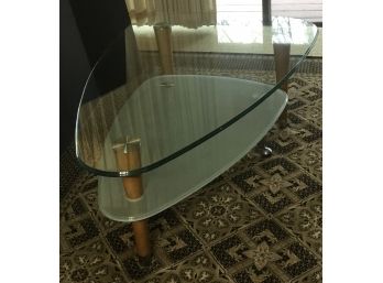 Mid Century Modern Style Glass Triangle Coffee Table