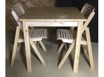 IKEA Butcher Block Table W 2 Matching Folding Chairs