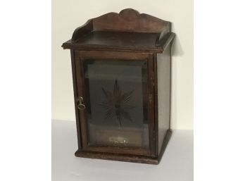 Antique Mahogany Small Curio Cabinet, Starburst Glass Front Door