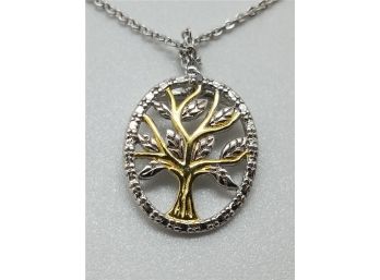 Nice Sterling Silver Tree Of Life Pendant On An 18 Inch Chair