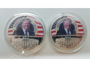 Set Of 2 Brand New Uncirculated Silver Tone 2020 Donald Trump Keep America Great Commemorative Coins