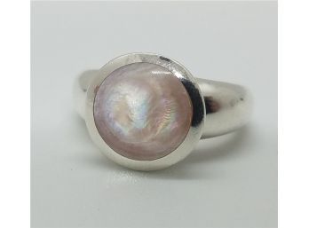 Heavy Sterling Silver Size 7 With Abalone Shell ~ Marked 925