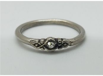 Vintage Size 6 Tested Diamond Ring In A Silver Tone Setting