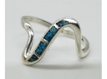 Lovely Vintage Size 8 Sterling Silver And Turquoise Ring