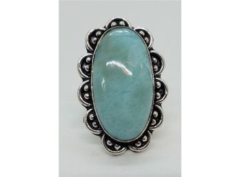 Lovely Sterling Silver Size 7 Ring With A Beautiful Robins Egg Blue Quartz
