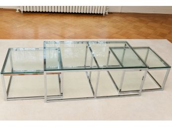 Three Piece Chrome And Glass Coffee Table With Optional Side Tables