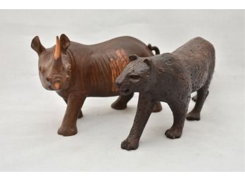 Pair Of Hand Carved  Leadwood Animals