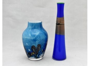 Pair Of Handblown Art Glass Vases
