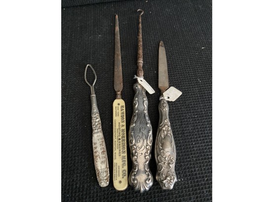 Four Unique Handled Pointed Devices - Sterling?