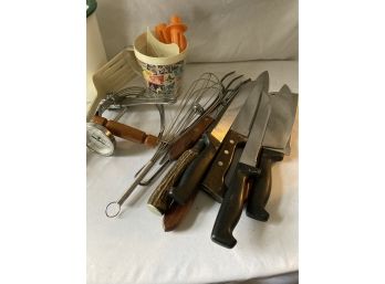 Vintage Kitchen Lot Of Carving Forks, Knives , Thermometers And Other Useful Items