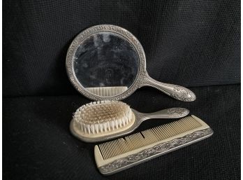 Ornate Vanity Set - Mirror, Brush, Comb