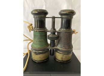 A Pair Of Isolated Vintage Brass Wartime Binoculars  #8 Binoculars